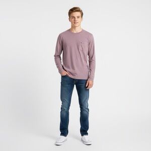 Vineyard Vines Men's Burgundy Red Long Sleeve Pocket T Shirt Size XS Relax Fit